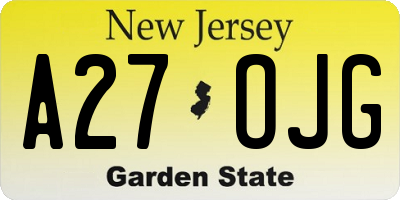 NJ license plate A27OJG