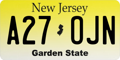 NJ license plate A27OJN