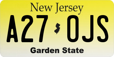 NJ license plate A27OJS