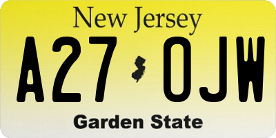 NJ license plate A27OJW
