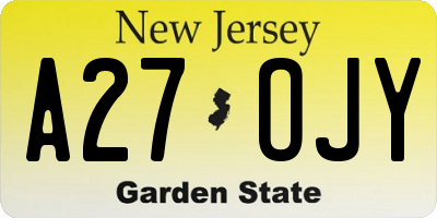 NJ license plate A27OJY