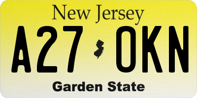 NJ license plate A27OKN