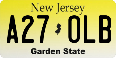 NJ license plate A27OLB