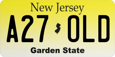 NJ license plate A27OLD