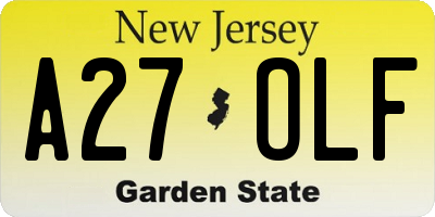 NJ license plate A27OLF