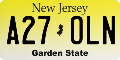 NJ license plate A27OLN