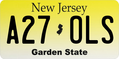 NJ license plate A27OLS