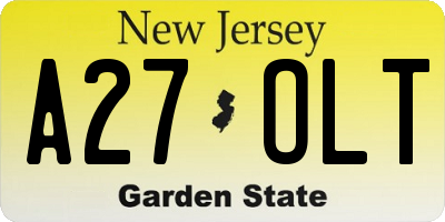 NJ license plate A27OLT