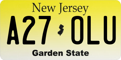 NJ license plate A27OLU