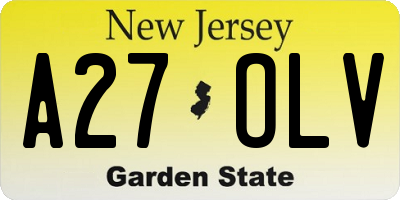 NJ license plate A27OLV