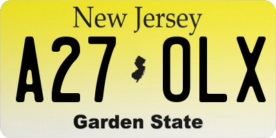 NJ license plate A27OLX
