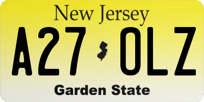 NJ license plate A27OLZ