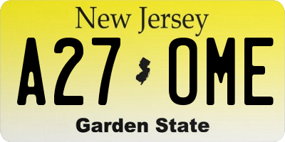 NJ license plate A27OME