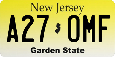 NJ license plate A27OMF