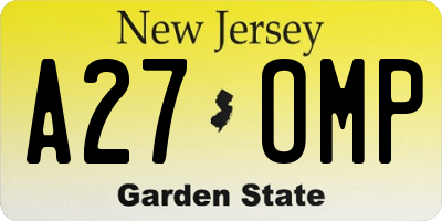NJ license plate A27OMP