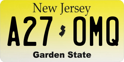 NJ license plate A27OMQ