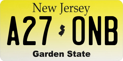 NJ license plate A27ONB