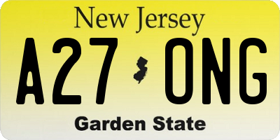NJ license plate A27ONG