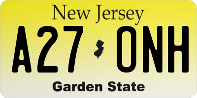 NJ license plate A27ONH