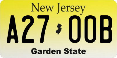 NJ license plate A27OOB