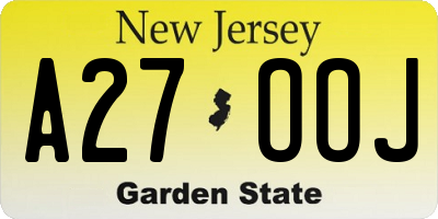 NJ license plate A27OOJ