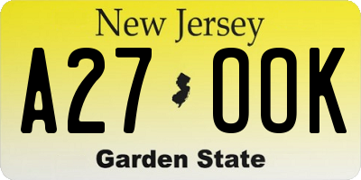 NJ license plate A27OOK