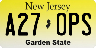 NJ license plate A27OPS