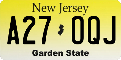 NJ license plate A27OQJ