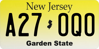 NJ license plate A27OQO
