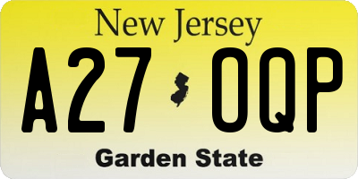 NJ license plate A27OQP