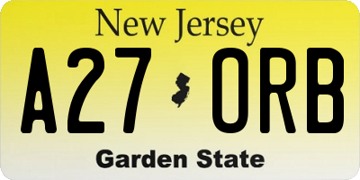 NJ license plate A27ORB