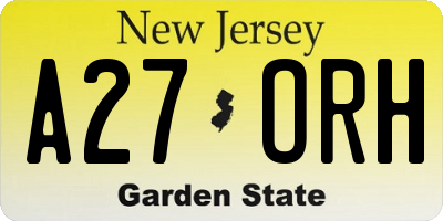 NJ license plate A27ORH