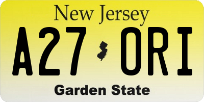 NJ license plate A27ORI