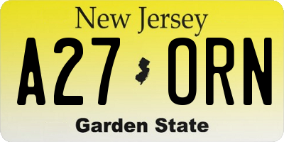 NJ license plate A27ORN