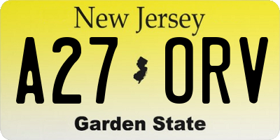 NJ license plate A27ORV