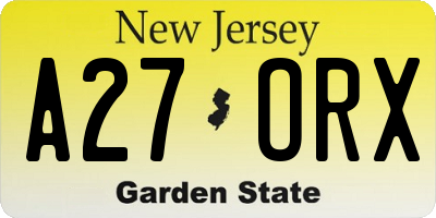 NJ license plate A27ORX