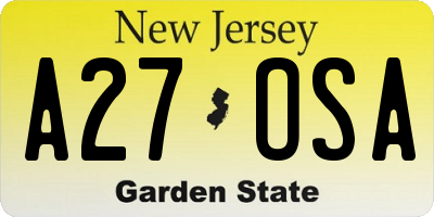 NJ license plate A27OSA