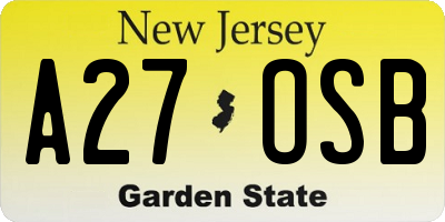 NJ license plate A27OSB