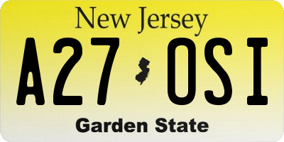 NJ license plate A27OSI
