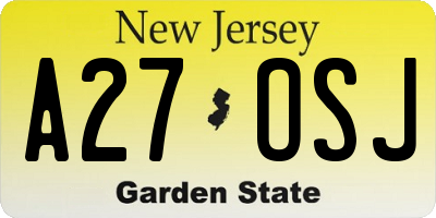 NJ license plate A27OSJ