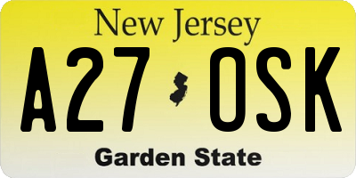 NJ license plate A27OSK