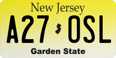 NJ license plate A27OSL