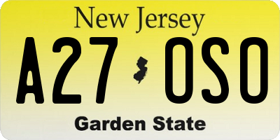 NJ license plate A27OSO