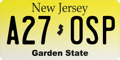 NJ license plate A27OSP
