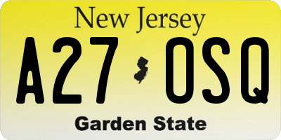 NJ license plate A27OSQ