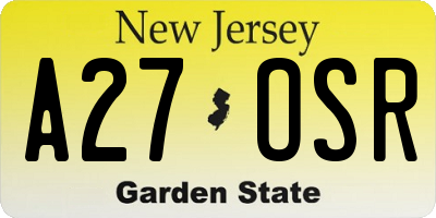 NJ license plate A27OSR