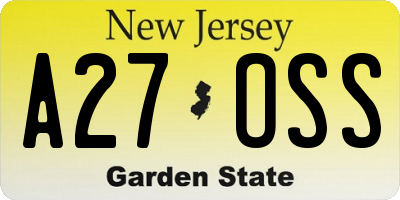 NJ license plate A27OSS