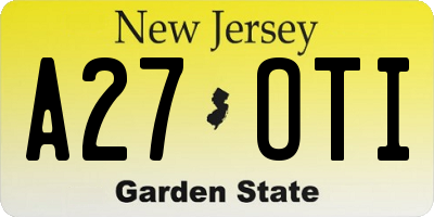 NJ license plate A27OTI