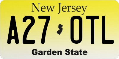 NJ license plate A27OTL