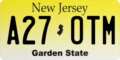NJ license plate A27OTM